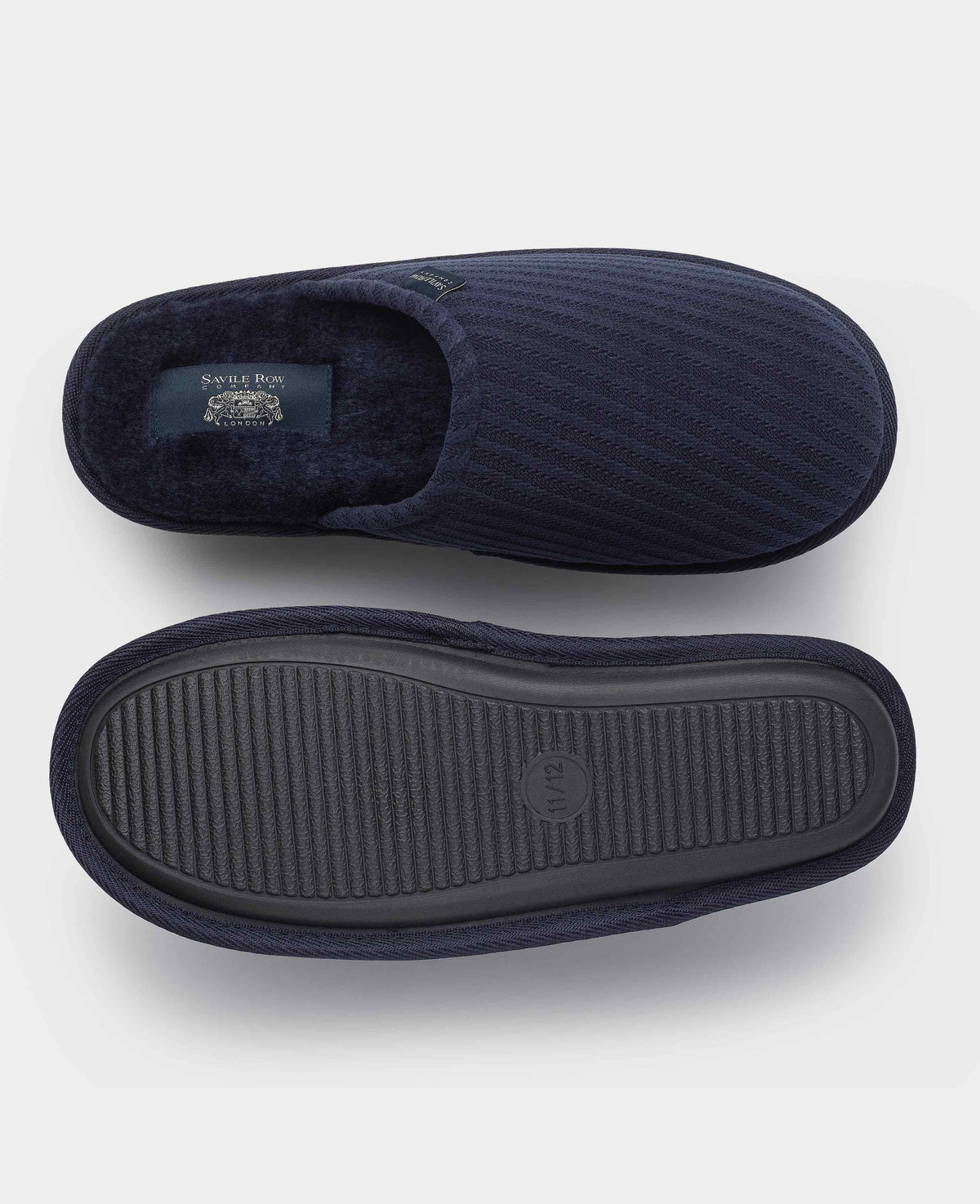 Navy Textured Stripe Mule Slippers