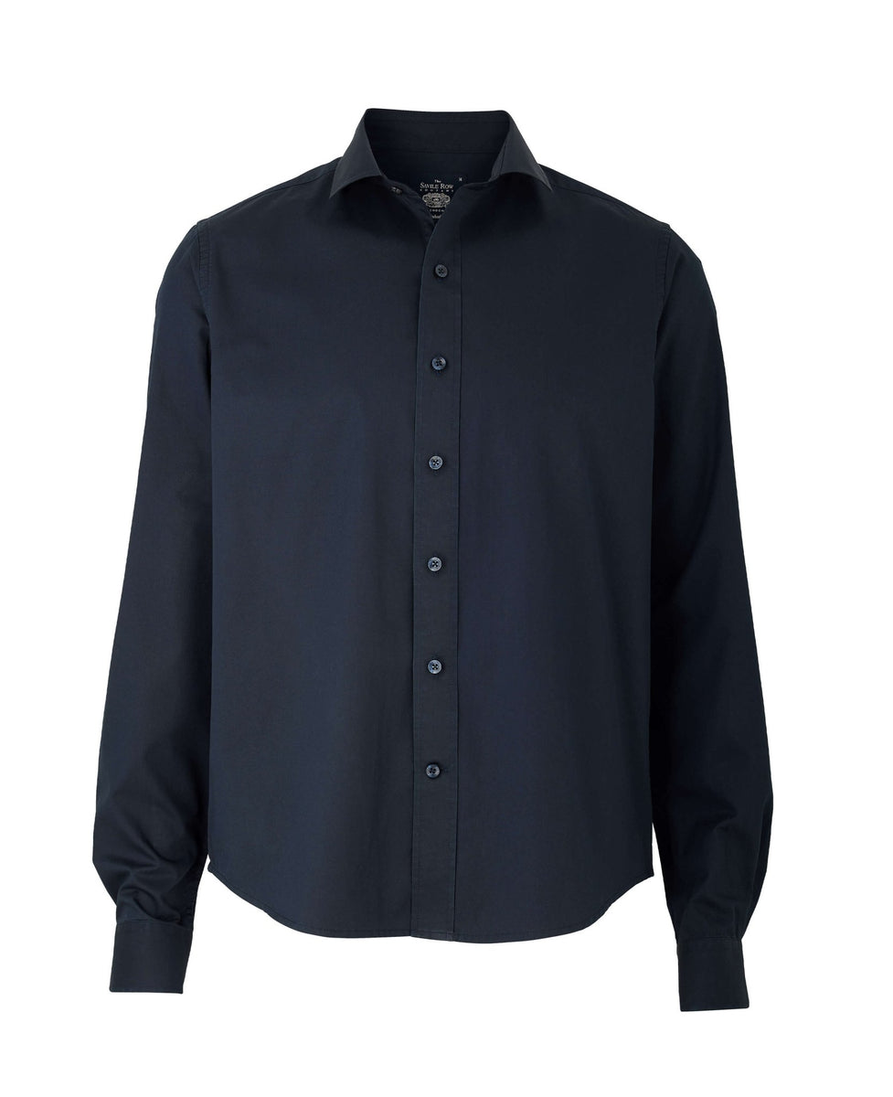 Men's Long Sleeve Solid Twill Navy Shirt