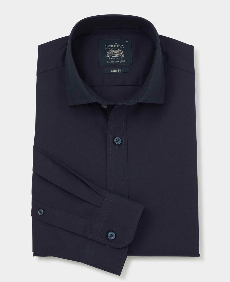 Men's Navy Slim Fit Cotton Twill Casual Shirt