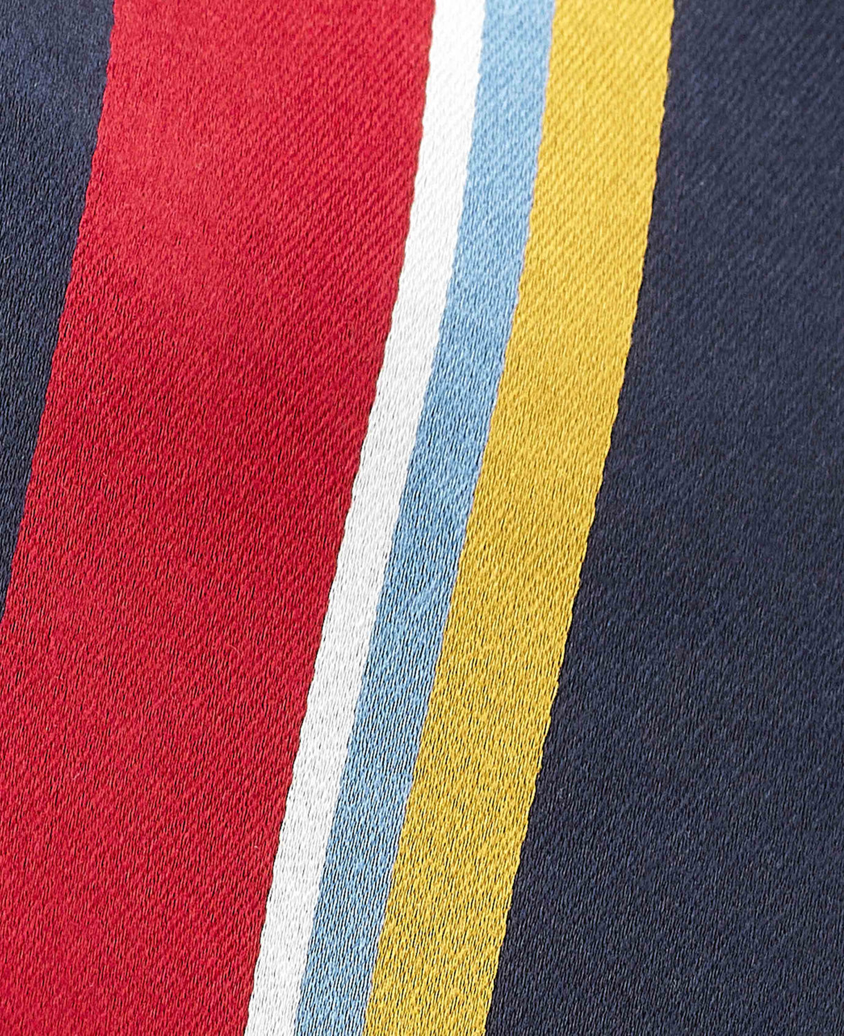 Men's Navy Variegated Stripe Silk Tie fabric detail