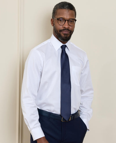 Men's Navy Vegan Tie model shot