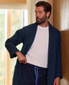 Navy Cotton Waffle Dressing Gown