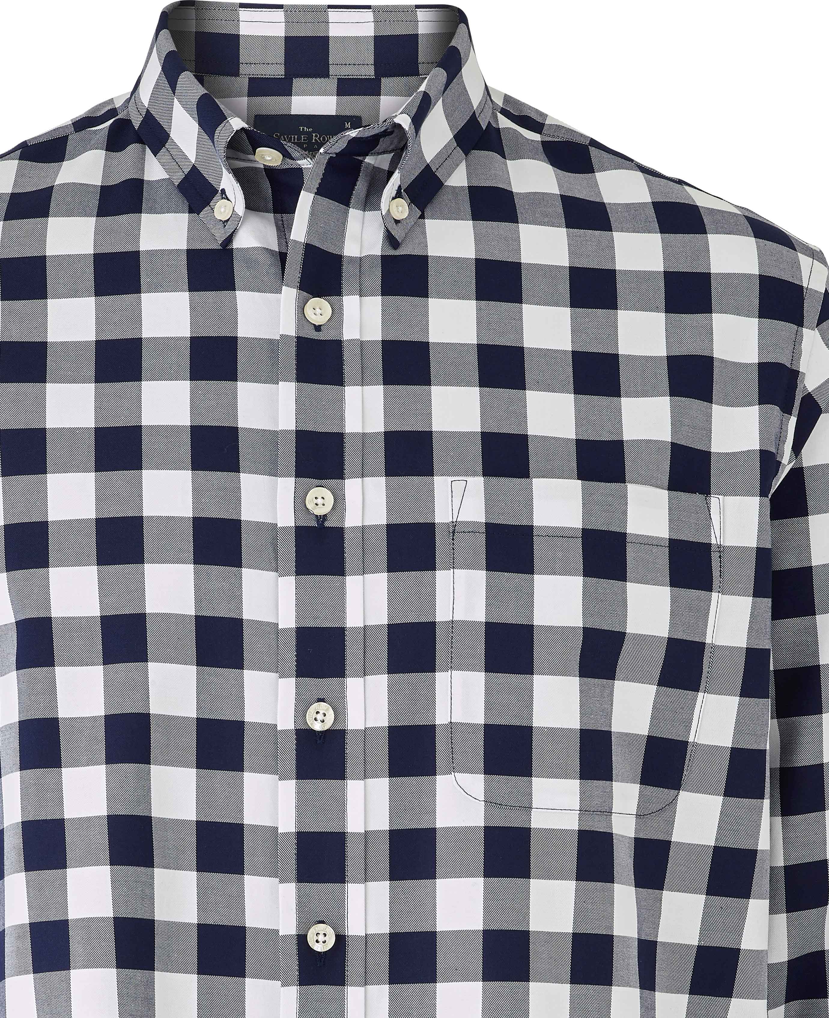 Men s Navy White Bold Check Button Down Casual Shirt Savile Row Company