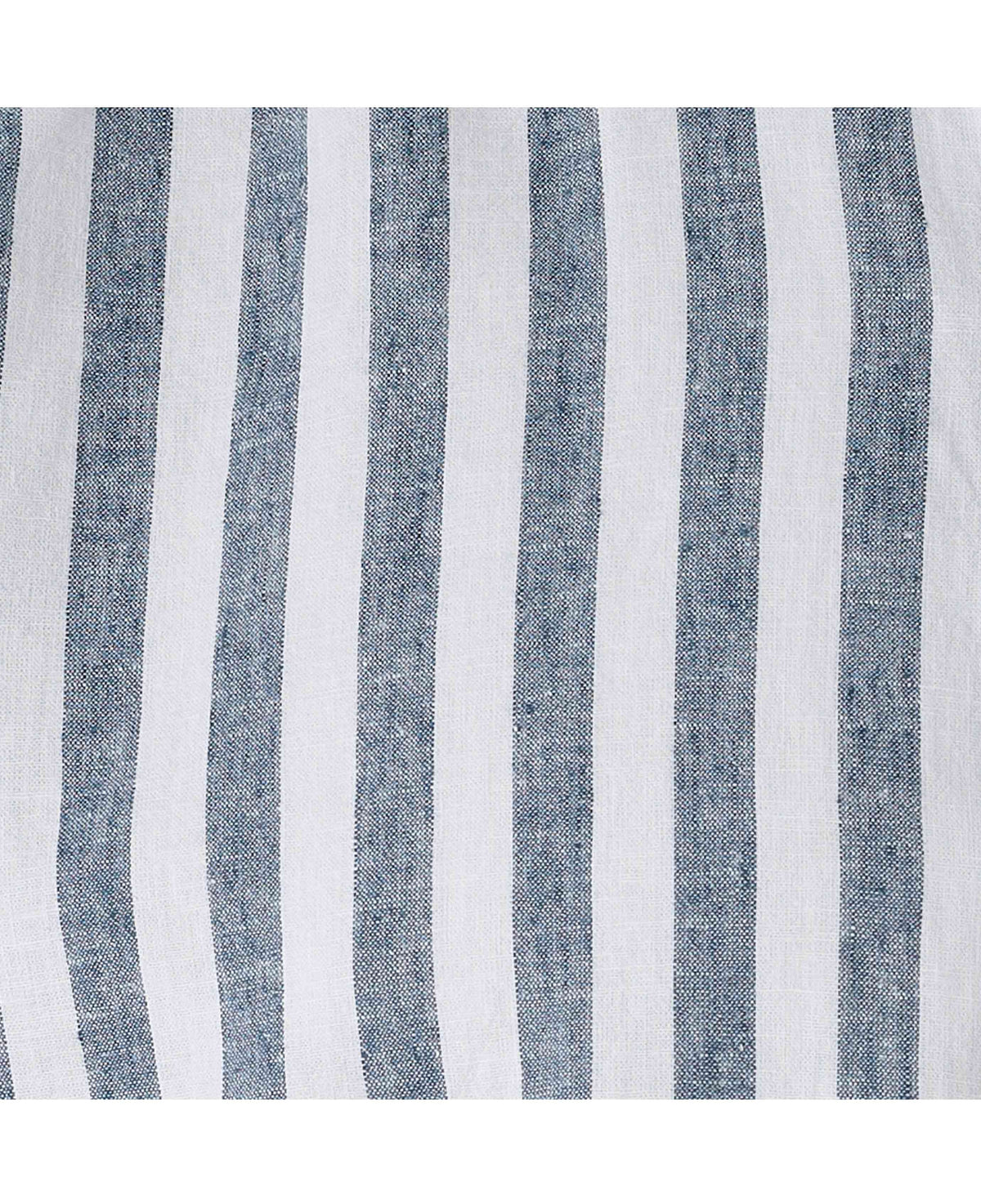 Men's Navy White Stripe Linen Cotton Classic Fit Short Sleeve Shirt fabric detail