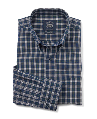 Navy White Green Check Classic Fit Casual Shirt - 1334NAG - Large Image