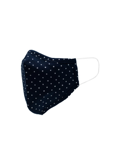 Men's Navy And White Star Print Cotton Face Mask