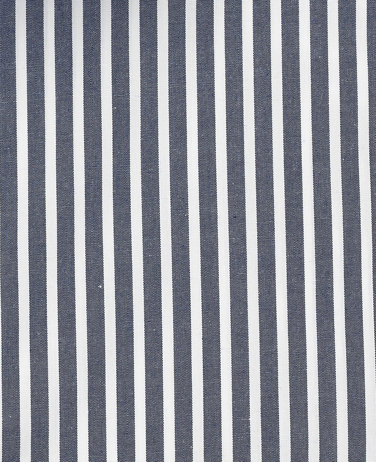 Navy White Stripe Cotton Poplin Classic Fit Winchester Formal Shirt - Double Cuff