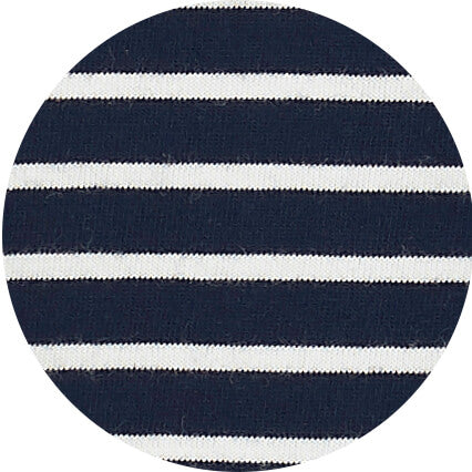 Navy White Striped Cotton Jersey Crew Neck T-Shirt - Fabric Swatch - MTS102NAW