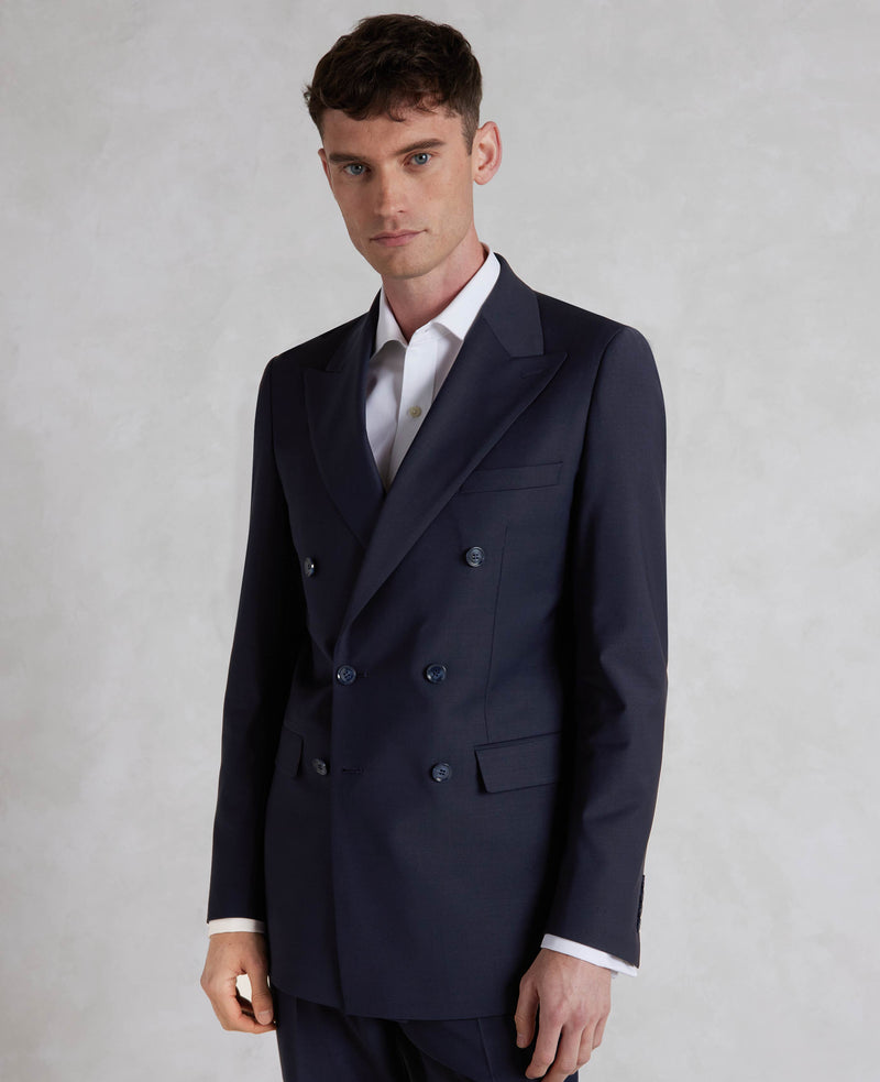 Navy Wool-Blend Double-Breasted Suit