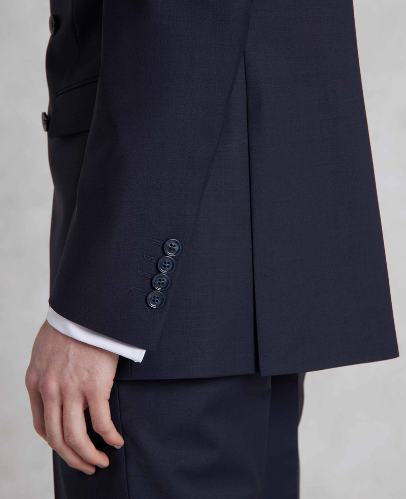 Navy Wool-Blend Double-Breasted Suit