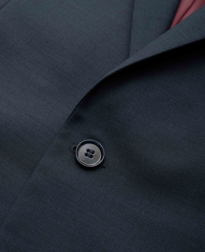 Men's Navy Wool Blend Suit Jacket chest detail