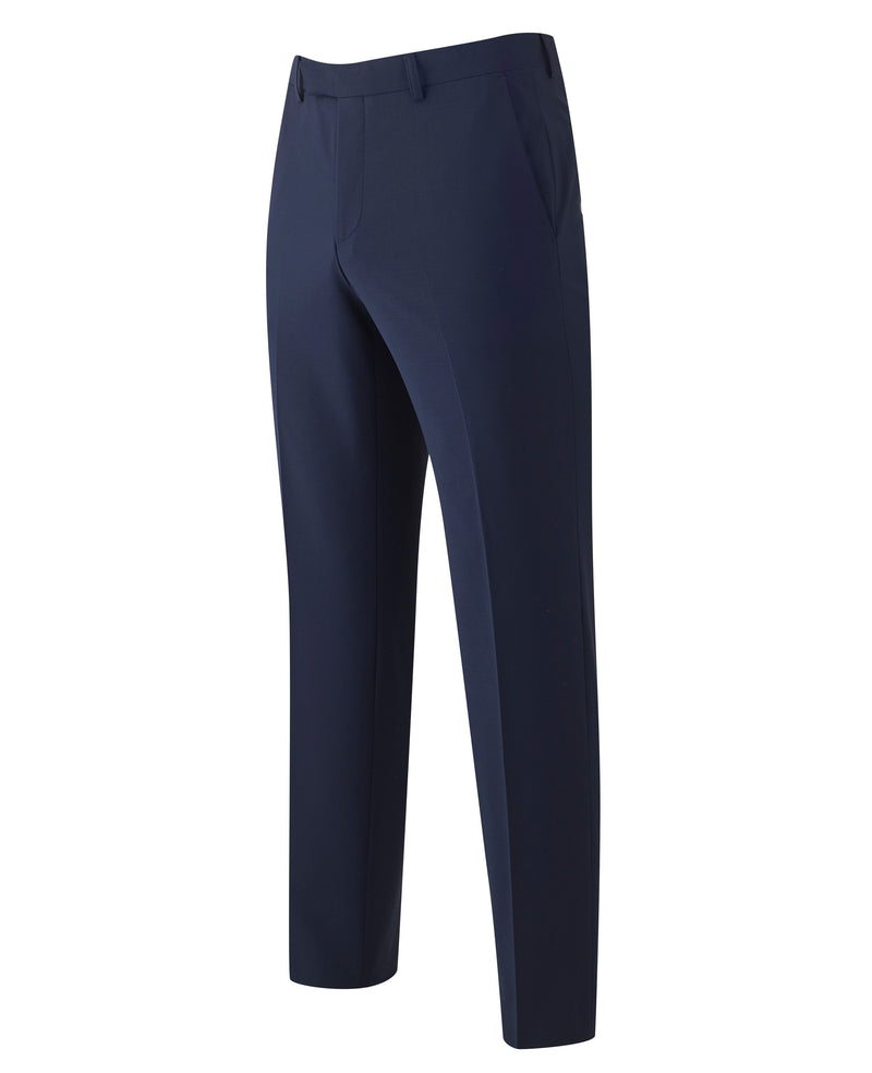 Men's Navy Wool-Blend Travel Suit Trousers