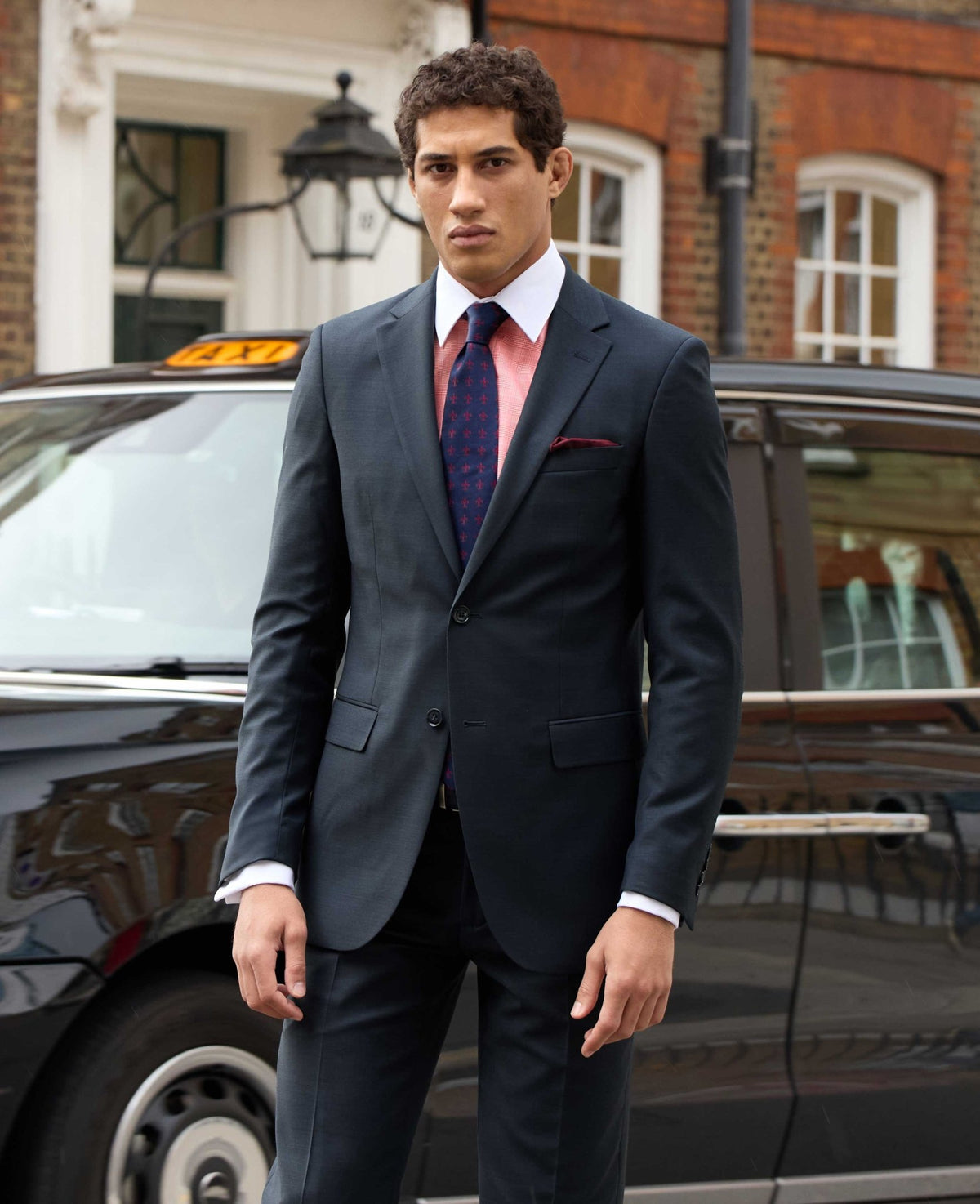 Men's Dark Navy Wool Blend Tailored Suit model shot