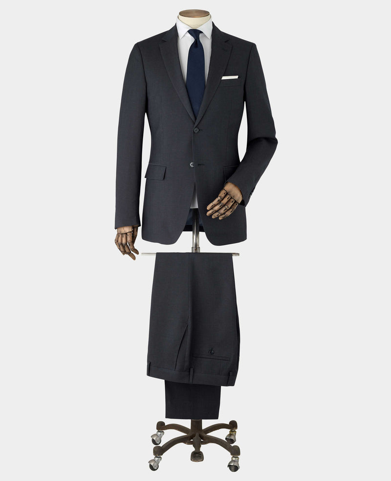 Men's Navy Wool Linen Blend Tailored Suit full suit mannequin