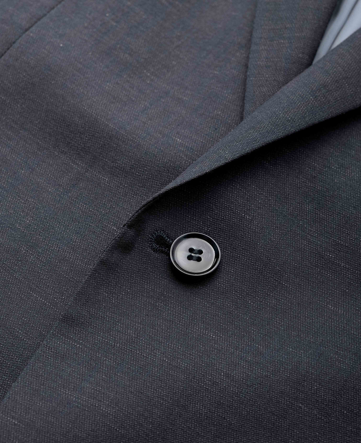 Men's Navy Wool Linen Blend Tailored Suit chest detail