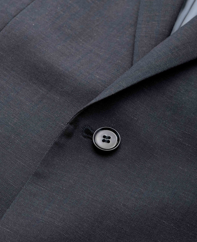 Men's Navy Wool Linen Blend Tailored Suit chest detail