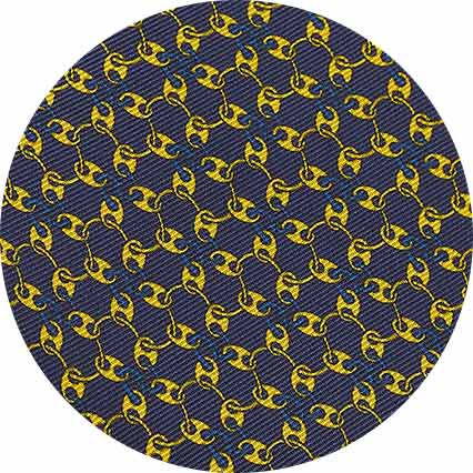 Men's Navy Yellow Chain Silk Tie fabric swatch