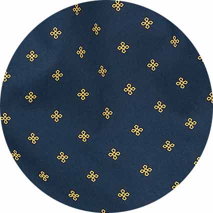 Navy Yellow Cotton Fleur De Lys Print Boxer Shorts