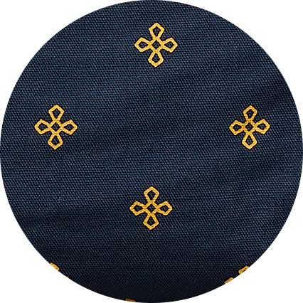Navy Yellow Cotton Fleur De Lys Print Pyjamas