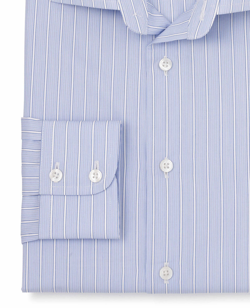 Noah Blue White Stripe Made To Measure Shirt Cuff Detail