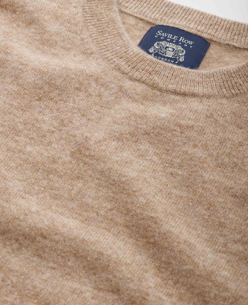 Oatmeal Merino Wool Cashmere Crew Neck Jumper