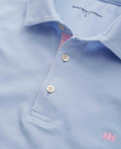 Pale Blue Cotton Pique Short Sleeve Polo Shirt