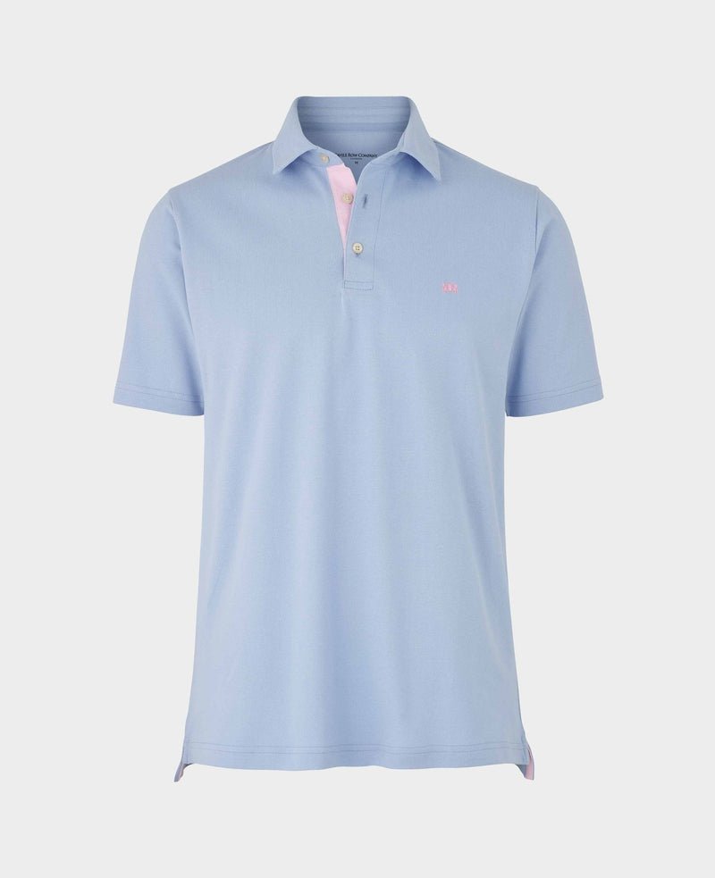 Pale Blue Cotton Pique Short Sleeve Polo Shirt