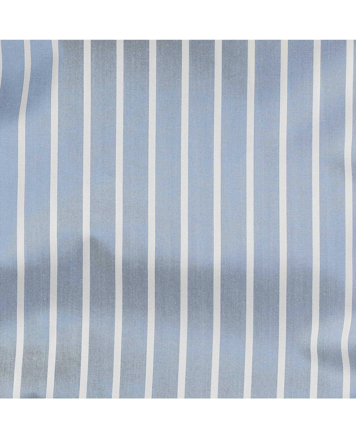 Men's Pale Blue Cotton Twill Wide Stripe Lounge Shorts fabric detail