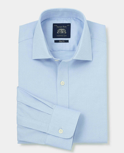 Pale Blue Stretch Cotton Slim Fit Formal Shirt - Single Cuff