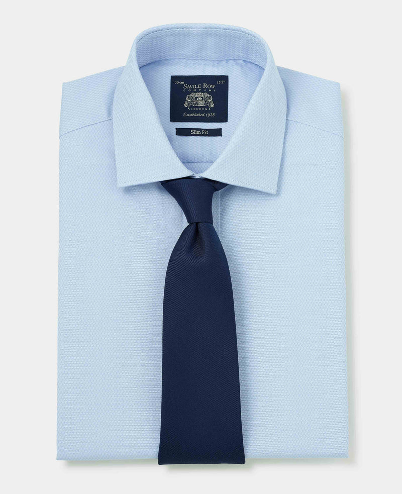 Pale Blue Stretch Cotton Slim Fit Formal Shirt - Single Cuff