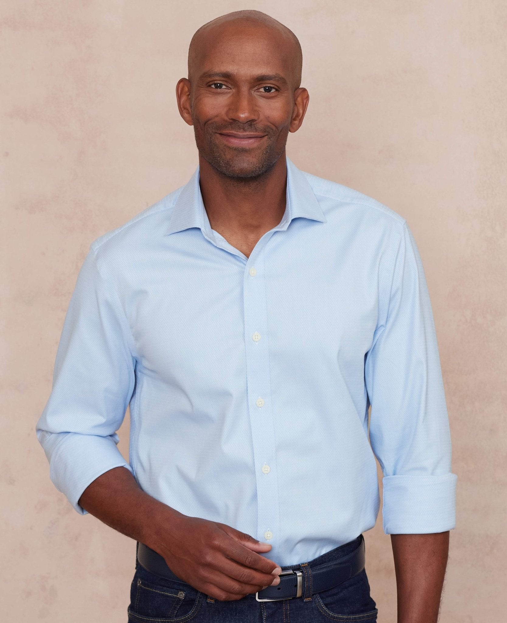 mens pale blue dress shirt goTIELESS Ultimate Dress Shirt (Light Blue)