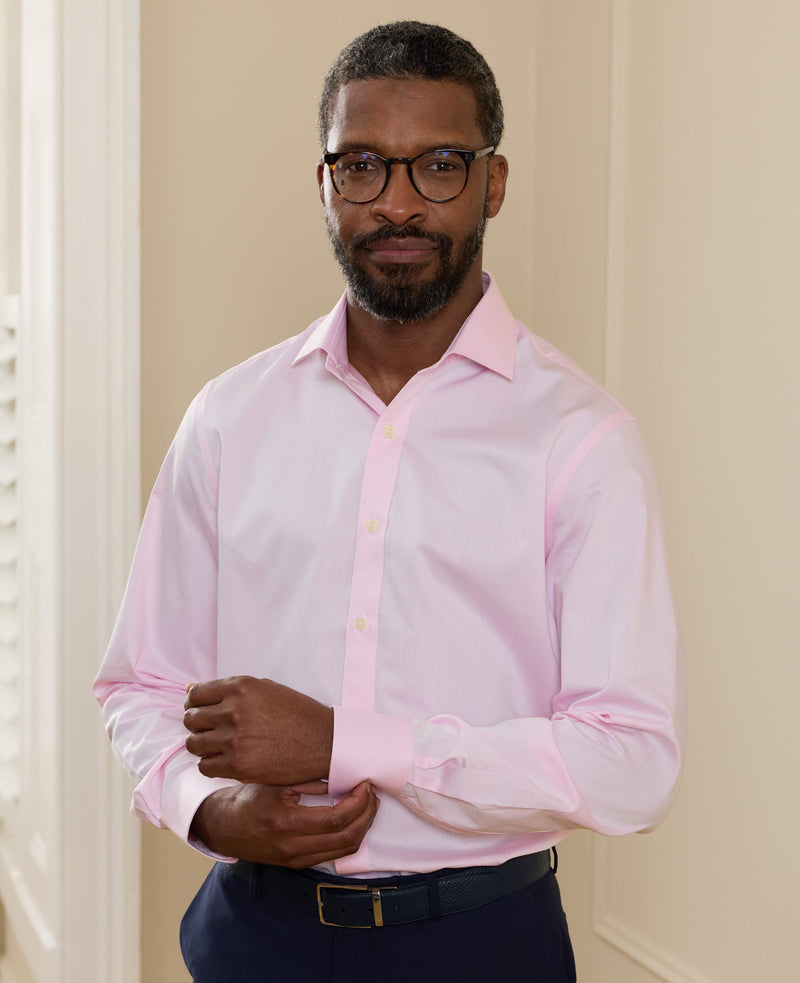 Pale Pink Twill Slim Fit Formal Shirt - Single or Double Cuff