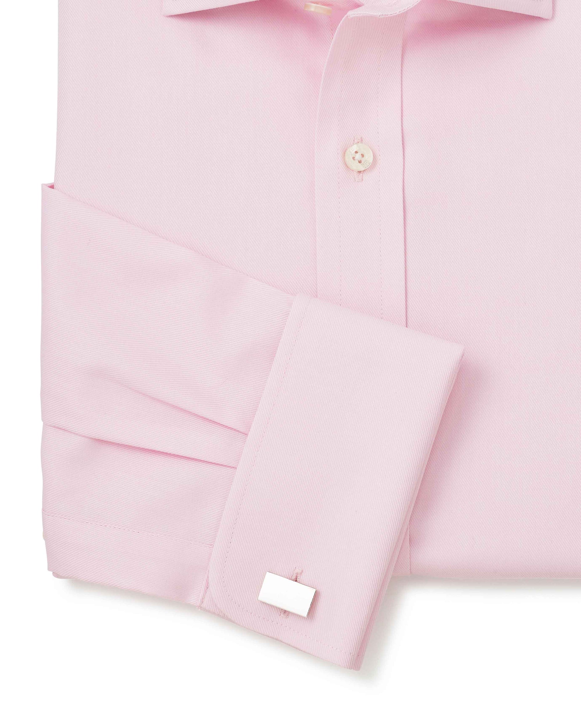 Men's Pink Cotton Twill Slim Fit Formal Shirt With Single or Double Cuffs | Savile Row Company Men's Pink Cotton Twill Slim Fit Formal Shirt With Single or Double Cuffs | Savile Row Company