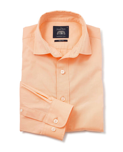 Peach Twill Slim Fit Shirt in Shorter Length - 1398PCH