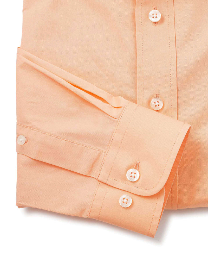 Peach Twill Slim Fit Shirt in Shorter Length - Cuff Detail - 1398PCH