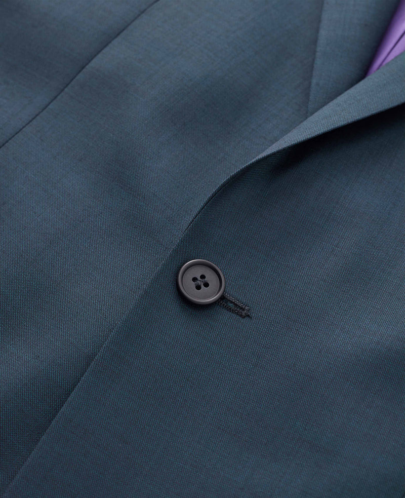 Petrol Blue Wool-Blend Tailored Suit Jacket