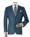 Petrol Blue Wool-Blend Tailored Suit Jacket