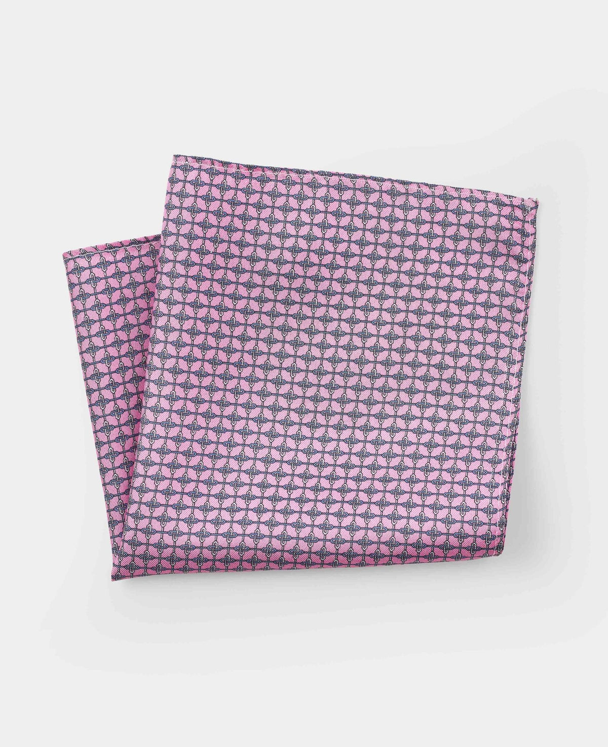 Men's Pink Chain Silk Pocket Square folded