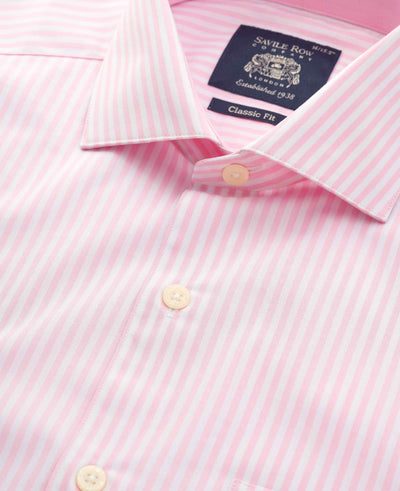 pink cotton bengal stripe classic fit smart casual shirt single cuff 5006pnk Detail