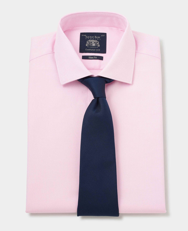 pink cotton herringbone slim fit formal shirt double cuff 1504pnk Tie grey