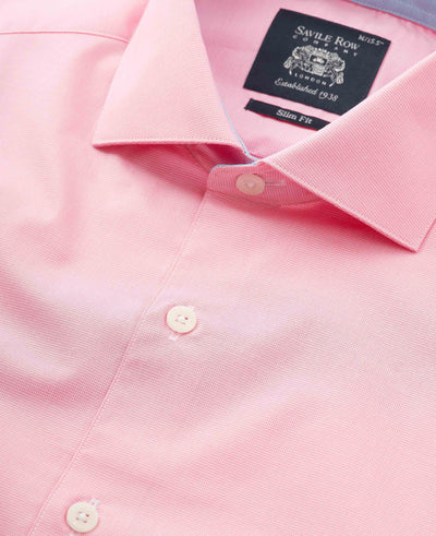 Pink Cotton Dobby Slim Fit Smart-Casual Shirt - Single Cuff