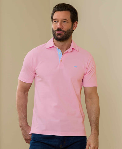 Pink Cotton Pique Short Sleeve Polo Shirt