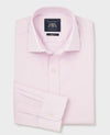 Pink Cotton Twill Prince of Wales Check Formal Shirt - Single Cuff