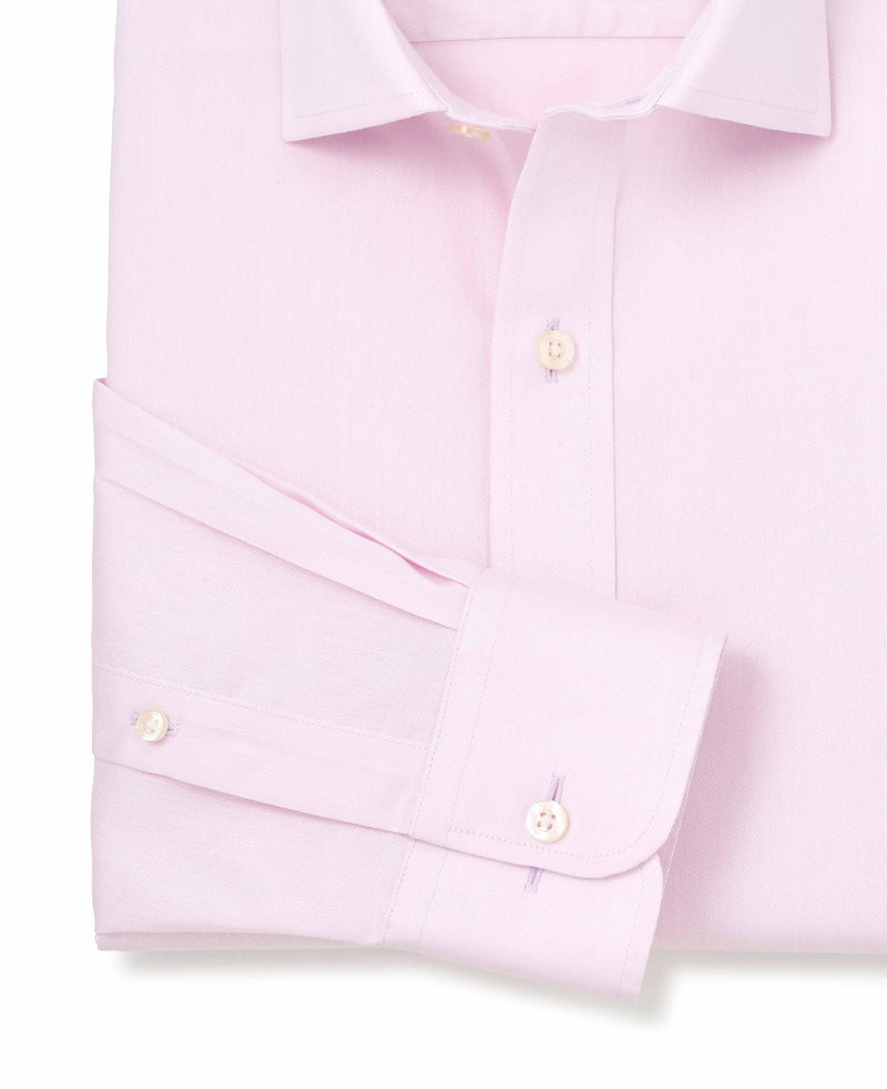 pink cotton twill slim fit non iron shirt single cuff 2039pnk No Tie detail