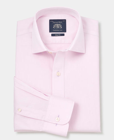 Pink Cotton Twill Slim Fit Non-Iron Shirt - Single Cuff