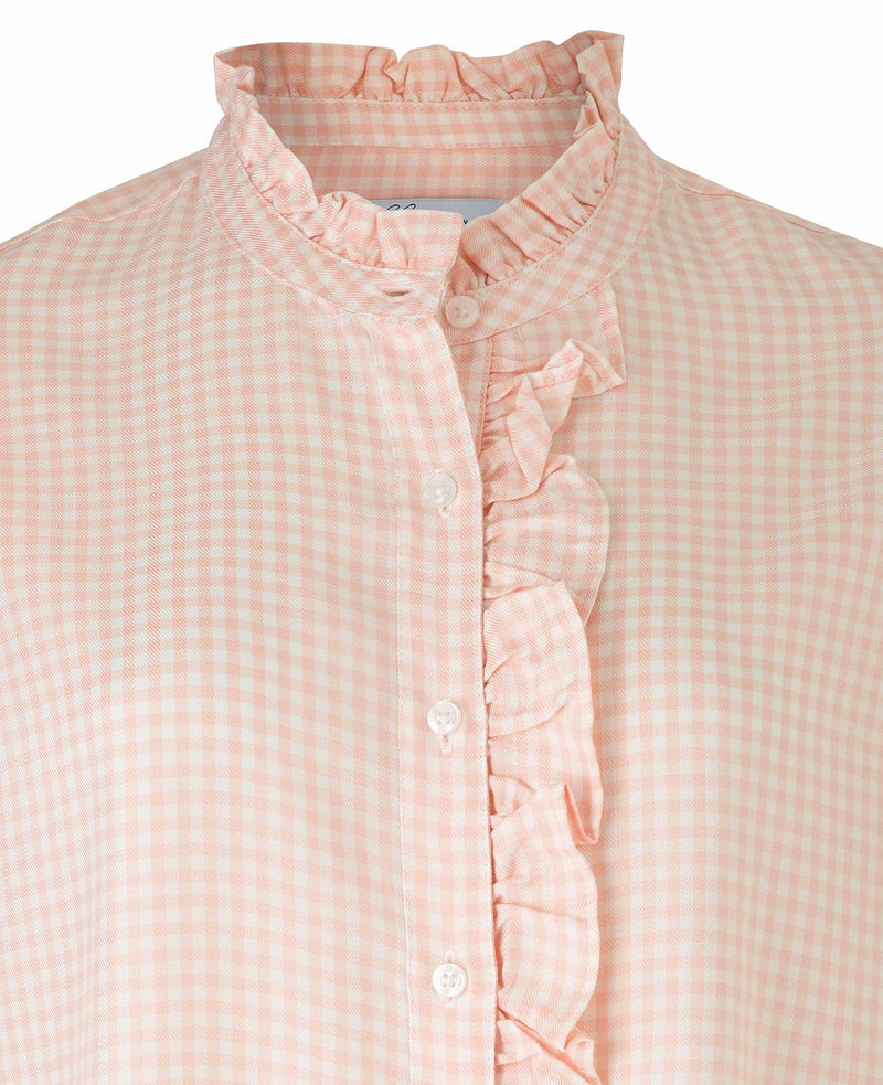 Pink Gingham Check Viscose Women's Shirt