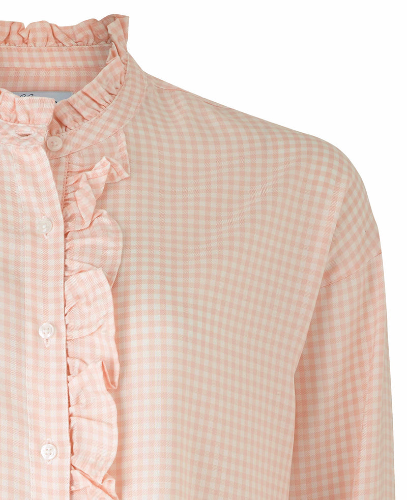 Pink Gingham Check Viscose Women's Shirt