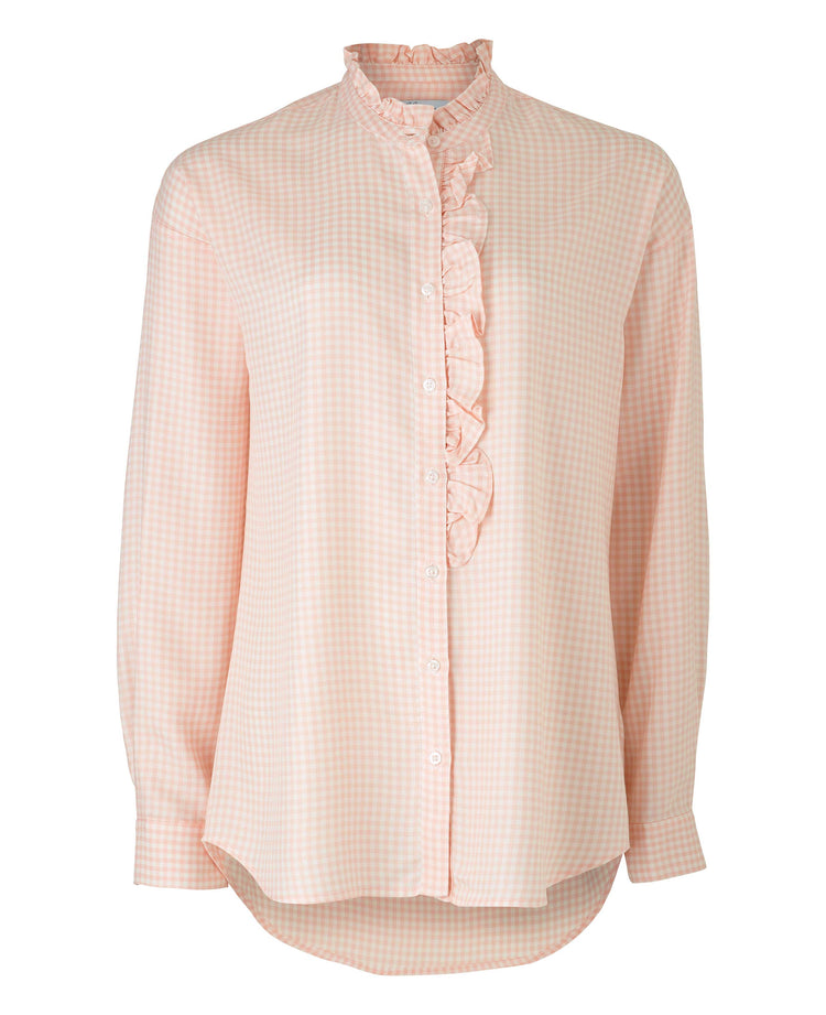 Women's Pink Gingham Check Viscose Shirt