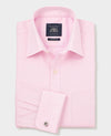 Pink Herringbone Cotton Classic Fit Formal Shirt - Double Cuff
