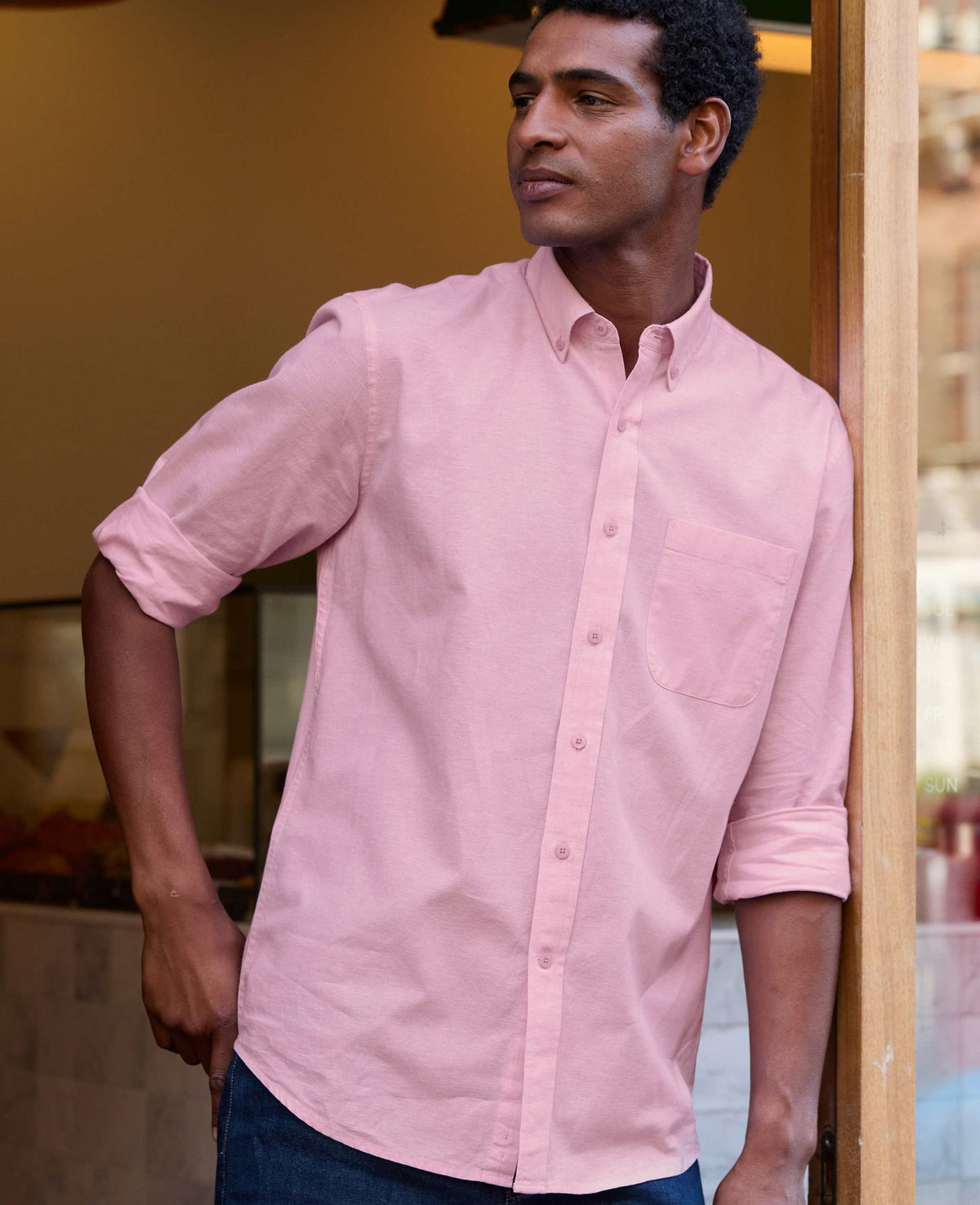 Pink Linen Cotton Classic Fit Button-Down Casual Shirt